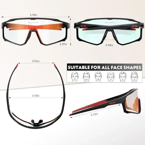 KAPVOE Photochromic Cycling Glasses Men Women Clear Mountain Bike Sunglasses MTB Sports Transition Triathlon Running - K93 - KAPVOE (1)