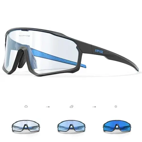 КАПВОЕ Photochromic Cycling Glasses Men Women Clear Mountain Bike Sunglasses MTB Sports Transition Triathlon Running - K93 