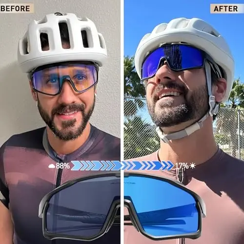 КАПВОЕ Photochromic Cycling Glasses Men Women Clear Mountain Bike Sunglasses MTB Sports Transition Triathlon Running - K93 - 2