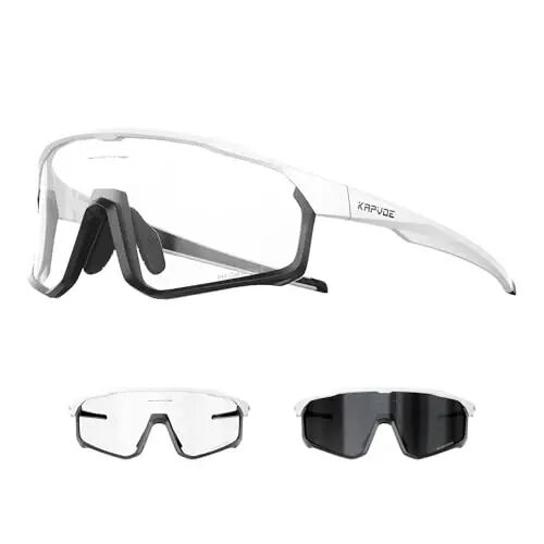 KAPVOE Photochromic Cycling Glasses Men Women Clear Mountain Bike Sunglasses MTB Sports Transition Triathlon Running - K93 - KAPVOE