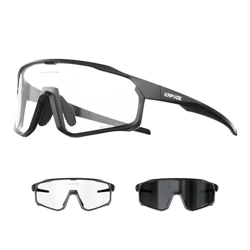 KAPVOE Photochromic Cycling Glasses Men Women Clear Mountain Bike Sunglasses MTB Sports Transition Triathlon Running - K93 