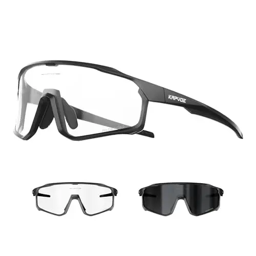 KAPVOE Photochromic Cycling Glasses Men Women Clear Mountain Bike Sunglasses MTB Sports Transition Triathlon Running - K93 - 1