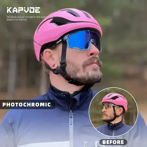 KAPVOE Photochromic Cycling Glasses Men Mountain Bike Sunglasses Women Clear MTB Sports Goggles Bicycle Triathlon K180 - Modazone (1)