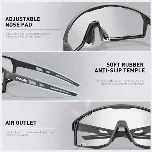 KAPVOE Photochromic Cycling Glasses Men Mountain Bike Sunglasses Women Clear MTB Sports Goggles Bicycle Triathlon K180 - 4