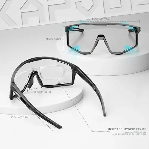 KAPVOE Photochromic Cycling Glasses Men Mountain Bike Sunglasses Women Clear MTB Sports Goggles Bicycle Triathlon K180 - 5