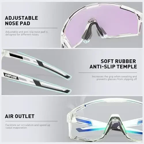 KAPVOE Photochromic Cycling Glasses Men Mountain Bike Sunglasses Women Clear MTB Sports Goggles Bicycle Triathlon K180 - 3