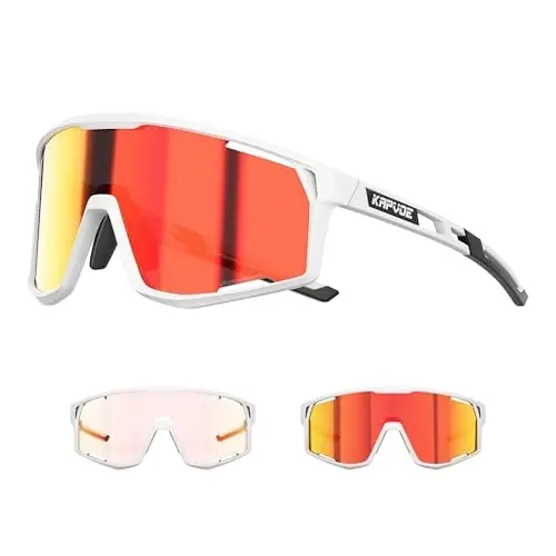 KAPVOE Photochromic Cycling Glasses Clear Mountain Bike Sunglasses K180 | Men Women Transition MTB Glasses for Bicycle Triathlon Baseball Running with UV Protection 