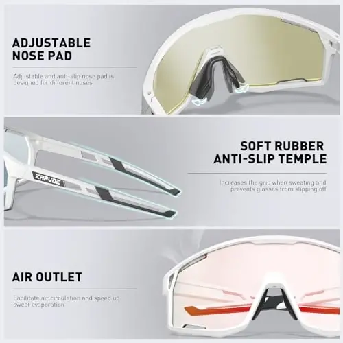 KAPVOE Photochromic Cycling Glasses Men Mountain Bike Sunglasses Women Clear MTB Sports Goggles Bicycle Triathlon K180 - 3