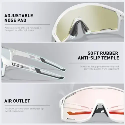 КАПВОЕ Photochromic Cycling Glasses Men Mountain Bike Sunglasses Women Clear MTB Sports Goggles Bicycle Triathlon K180 - 3