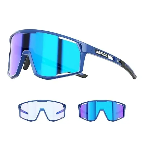 KAPVOE Photochromic Cycling Glasses Men Women Clear Mountain Bike Sunglasses MTB Baseball Running Triathlon - K180 