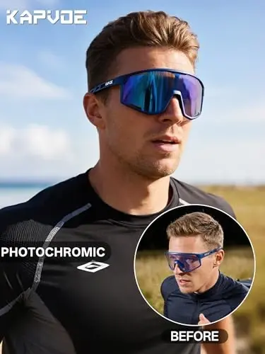 KAPVOE Photochromic Cycling Glasses Men Mountain Bike Sunglasses Women Clear MTB Sports Goggles Bicycle Triathlon K180 - KAPVOE (1)