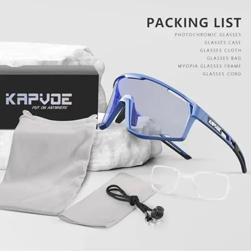 KAPVOE Photochromic Cycling Glasses Men Mountain Bike Sunglasses Women Clear MTB Sports Goggles Bicycle Triathlon K180 - 4