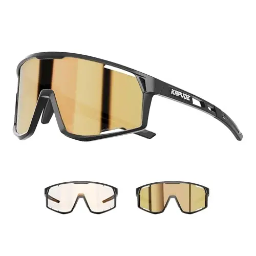 KAPVOE Photochromic Cycling Glasses Clear Mountain Bike Sunglasses K180 | Men Women Transition MTB Glasses for Bicycle Triathlon Baseball Running with UV Protection 
