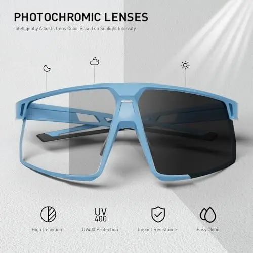 KAPVOE Photochromic Cycling Glasses Men Women Mountain Bike Sunglasses Clear MTB Sports Glasses Bicycle Triathlon Running - 3