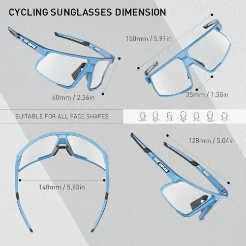 KAPVOE Photochromic Cycling Glasses Men Women Mountain Bike Sunglasses Clear MTB Sports Glasses Bicycle Triathlon Running - 5