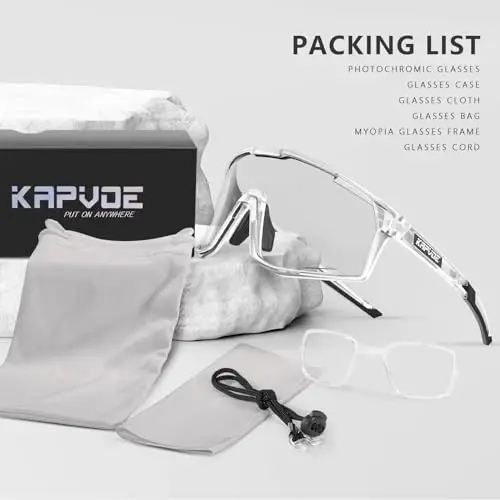 KAPVOE Photochromic Cycling Glasses Men Mountain Bike Sunglasses Women Clear MTB Sports Goggles Bicycle Triathlon K180 - 3