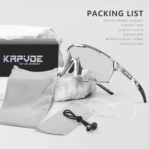 KAPVOE Photochromic Cycling Glasses Men Mountain Bike Sunglasses Women Clear MTB Sports Goggles Bicycle Triathlon Running - 3