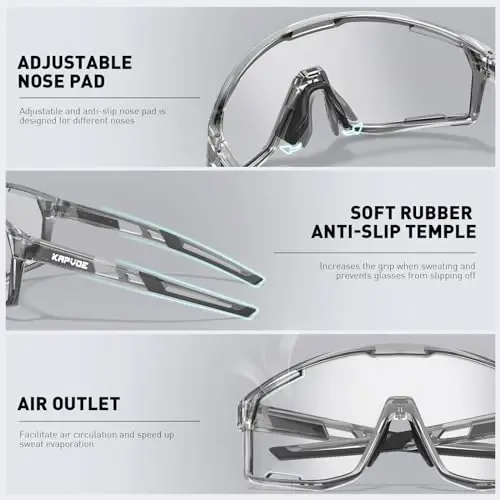 KAPVOE Photochromic Cycling Glasses Men Mountain Bike Sunglasses Women Clear MTB Sports Goggles Bicycle Triathlon Running - 4