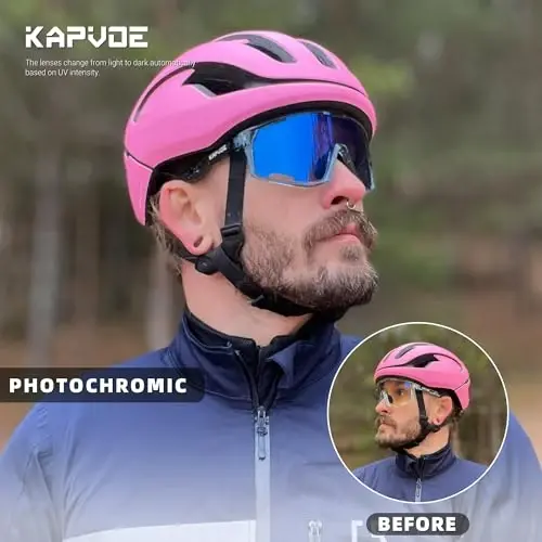 KAPVOE Photochromic Cycling Glasses Men Mountain Bike Sunglasses Women Clear MTB Sports Goggles Bicycle Triathlon Running - 2