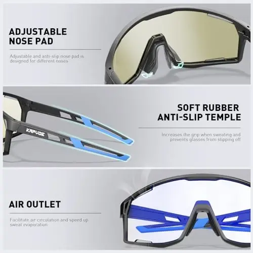 KAPVOE Photochromic Cycling Glasses Men Mountain Bike Sunglasses Women Clear MTB Sports Goggles Bicycle Triathlon Running - 4