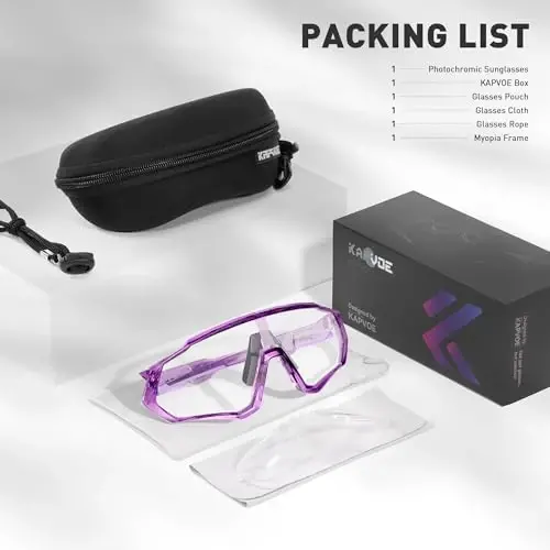 KAPVOE Photochromic Cycling Glasses Men Women Mountain Bike Sunglasses Clear MTB Bicycle Riding - K9408 - 5