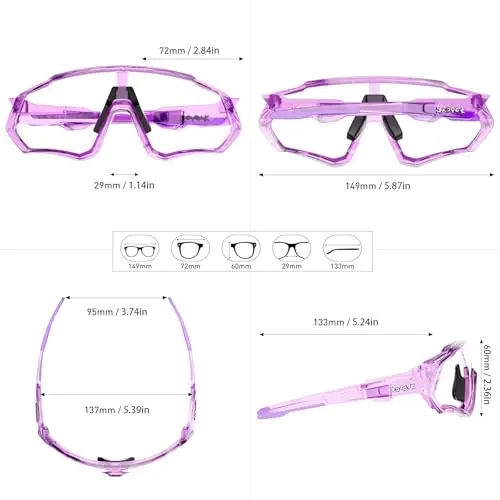 KAPVOE Photochromic Cycling Glasses Men Women Mountain Bike Sunglasses Clear MTB Bicycle Riding - K9408 - 6