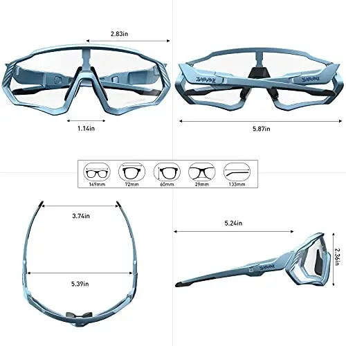 KAPVOE Photochromic Cycling Glasses Men Women Mountain Bike Sunglasses Clear MTB Bicycle Riding - K9408 - 5