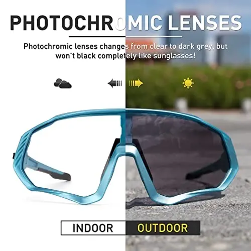 KAPVOE Photochromic Cycling Glasses Men Women Mountain Bike Sunglasses Clear MTB Bicycle Riding - K9408 - 3
