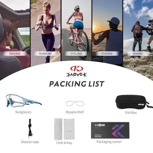 KAPVOE Photochromic Cycling Glasses Men Women Mountain Bike Sunglasses Clear MTB Bicycle Riding - K9408 - 6
