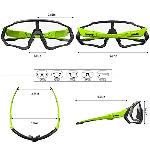 KAPVOE Photochromic Cycling Glasses Men Women Mountain Bike Sunglasses Clear MTB Bicycle Riding - K9408 - 5