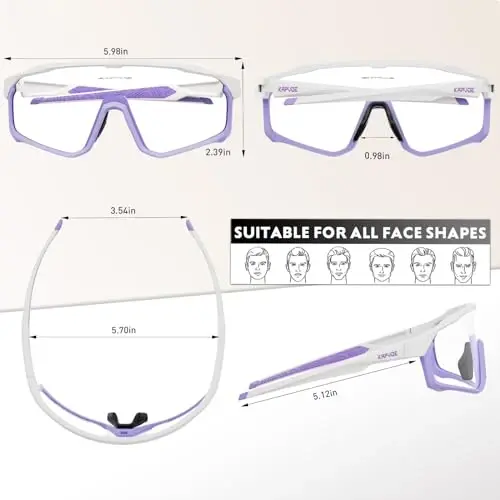 KAPVOE Photochromic Cycling Glasses Men Women Clear Mountain Bike Sunglasses MTB Sports Transition Triathlon Running - K93 - 4