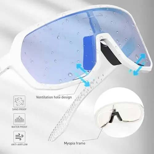 KAPVOE Photochromic Cycling Glasses for Men Women Mountain Bike Sunglasses Sports Goggles UV Protection K63 - 5