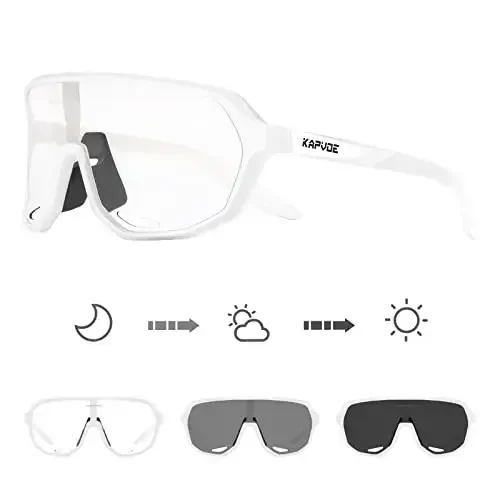 KAPVOE Photochromic Cycling Glasses for Men Women Mountain Bike Sunglasses Sports Goggles UV Protection K63 - 1