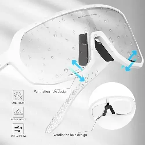 KAPVOE Photochromic Cycling Glasses for Men Women Mountain Bike Sunglasses Sports Goggles UV Protection K63 - 5