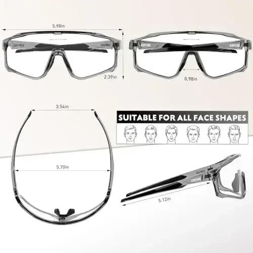 KAPVOE Photochromic Cycling Glasses Men Women Clear Mountain Bike Sunglasses MTB Sports Transition Triathlon Running - K93 - 4