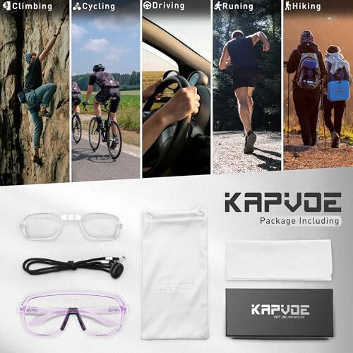 KAPVOE Fotoxrom Velosiped Ko'zoynaklari Erkaklar Ayollar Uchun Tog' Velosipedi Ko'zoynaklari Sport Ko'zoynaklari UV Himoyasi - 5