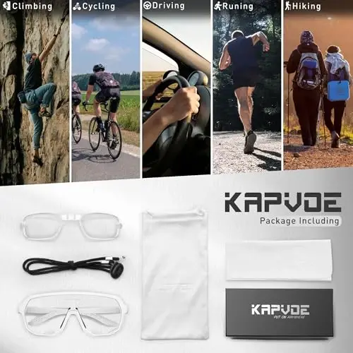 KAPVOE Фотохромные велосипедные очки для мужчин и женщин, горные велосипедные солнцезащитные очки, спортивные очки, защита от УФ-излучения K63 - 6