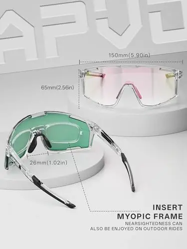 KAPVOE Photochromic Cycling Glasses Clear Mountain Bike Sunglasses K180 | Men Women Transition MTB Glasses for Bicycle Triathlon Baseball Running with UV Protection - 5