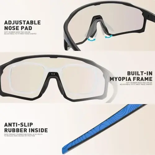 KAPVOE Photochromic Cycling Glasses Erkaklar Ayollar uchun Tog' Velosiped Quyoshdan Saqlaydigan Ko'zoynak MTB Sport Triatlon Yugurish - K93 - 3