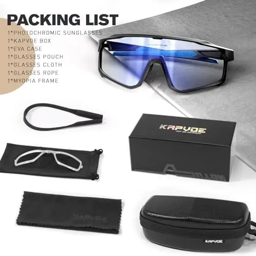KAPVOE Photochromic Cycling Glasses Erkaklar Ayollar uchun Tog' Velosiped Quyoshdan Saqlaydigan Ko'zoynak MTB Sport Triatlon Yugurish - K93 - 6