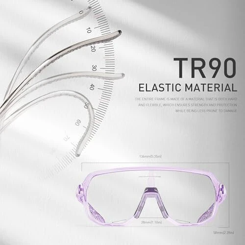 KAPVOE Photochromic Cycling Glasses for Men Women Mountain Bike Sunglasses Sports Goggles UV Protection - 4