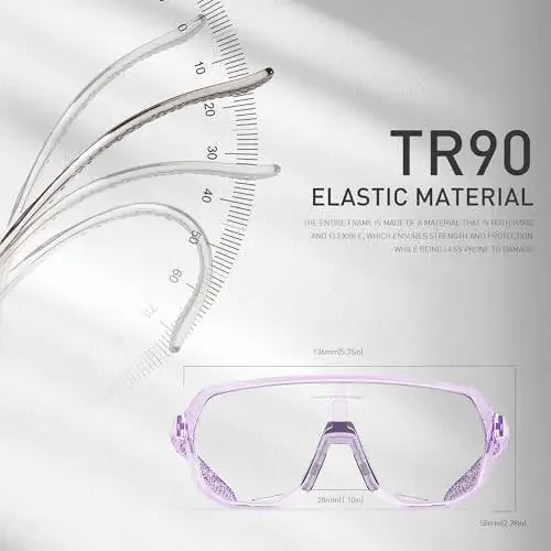 KAPVOE Photochromic Cycling Glasses for Men Women Mountain Bike Sunglasses Sports Goggles UV Protection - 4