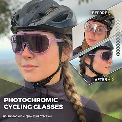 KAPVOE Photochromic Cycling Glasses for Men Women Mountain Bike Sunglasses Sports Goggles UV Protection - 2