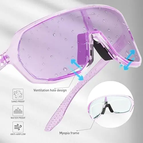 KAPVOE Photochromic Cycling Glasses for Men Women Mountain Bike Sunglasses Sports Goggles UV Protection K63 - 4