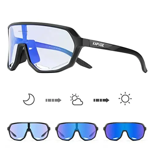 KAPVOE Photochromic Cycling Glasses for Men Women Mountain Bike Sunglasses Sports Goggles UV Protection K63 - KAPVOE