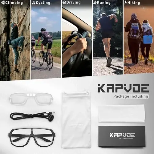 KAPVOE Photochromic Cycling Glasses for Men Women Mountain Bike Sunglasses Sports Goggles UV Protection K63 - 6