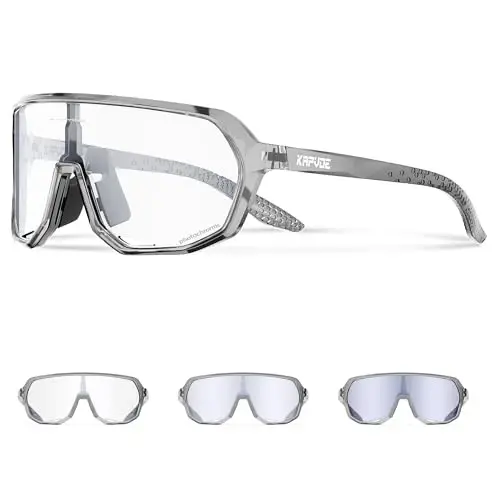 KAPVOE Photochromic Cycling Glasses for Men Women Mountain Bike Sunglasses Sports Goggles UV Protection K63 - 1