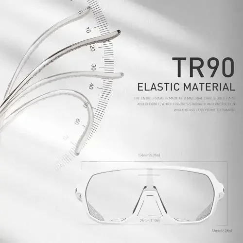 KAPVOE Photochromic Cycling Glasses for Men Women Mountain Bike Sunglasses Sports Goggles UV Protection K63 - 3