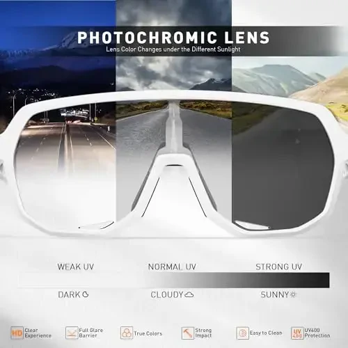 KAPVOE Photochromic Cycling Glasses for Men Women Mountain Bike Sunglasses Sports Goggles UV Protection K63 - 4