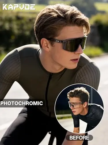KAPVOE Photochromic Cycling Glasses Men Mountain Bike Sunglasses Women Clear MTB Sports Goggles Bicycle Triathlon K180 - 2
